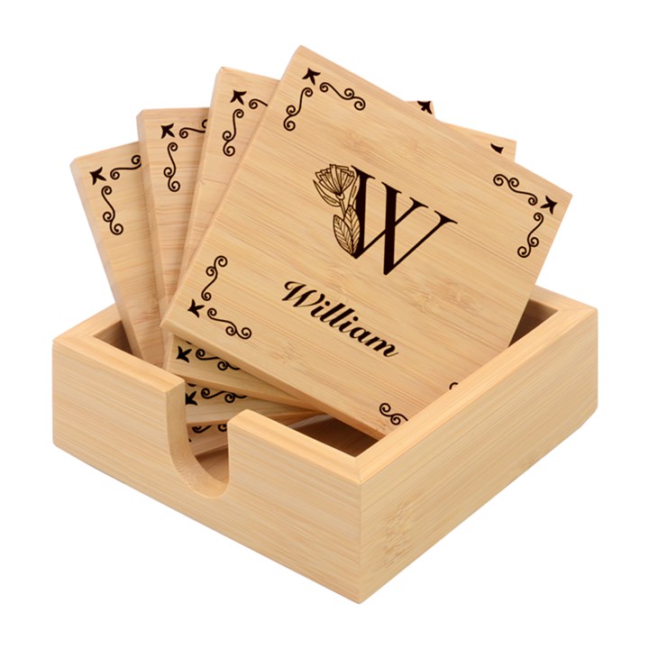 Personalized Name Bamboo Coaster Set
