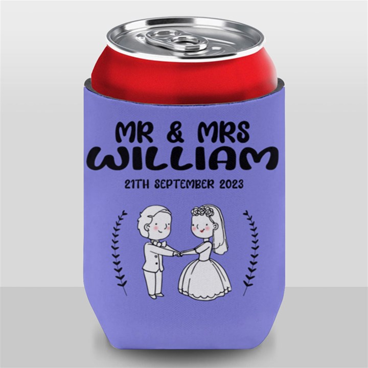 Personalized Wedding Illustration Family Name Can Cooler