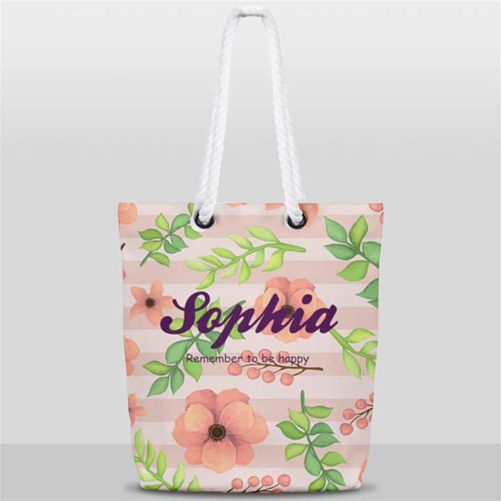 Flower Pattern Full Print Rope Handle Tote (Small)