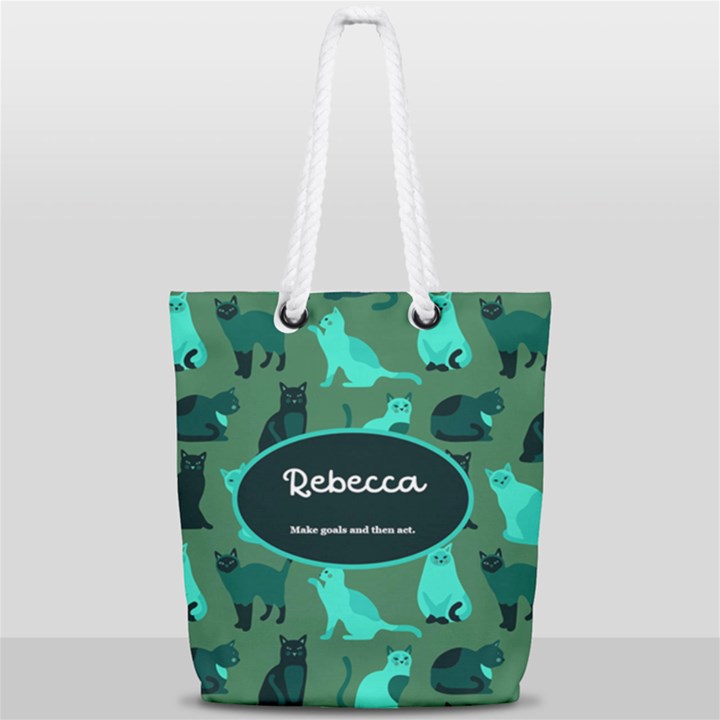 Cat Pattern Full Print Rope Handle Tote (Small)
