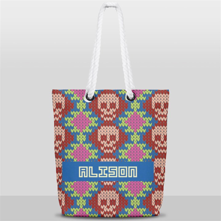 Skull Pattern Full Print Rope Handle Tote (Small)