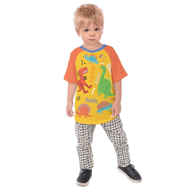 Personalized Dinosaur Name Kids  Raglan T-Shirt