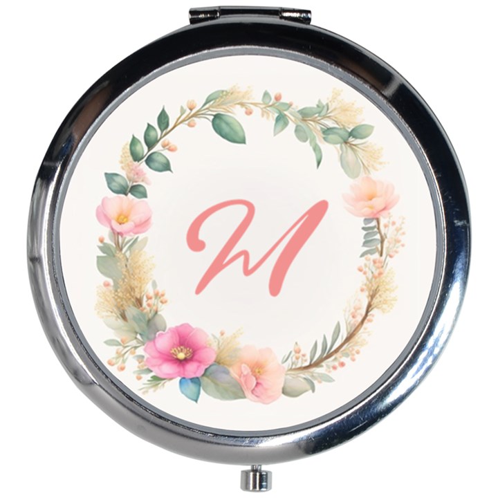 Personalized Initial Flower Mini Round Mirror Mini Round Mirror
