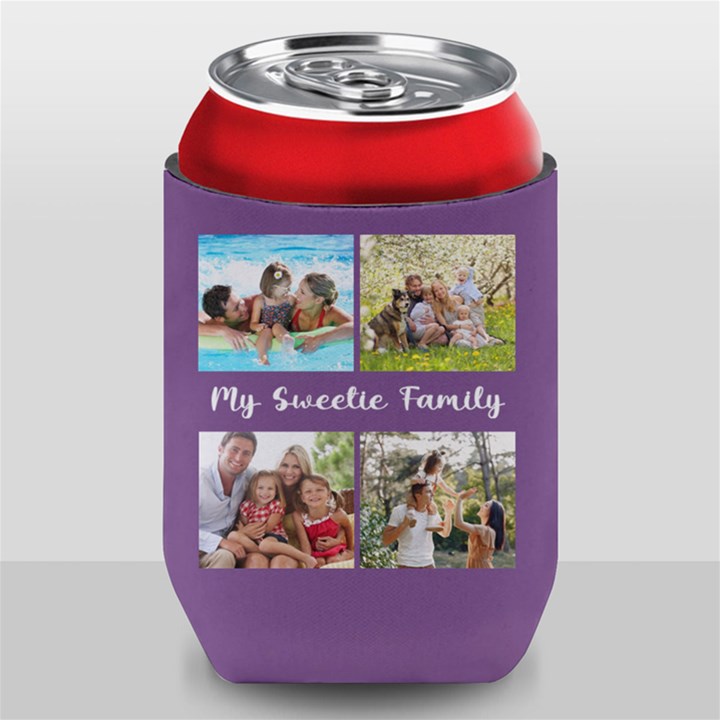 Personalized 4 Photo Any Text Can Cooler Can Cooler