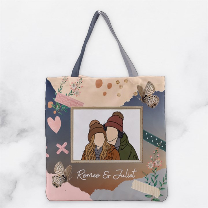 Personalized Photo Illustration Lover Name Tote Bag Grocery Tote Bag