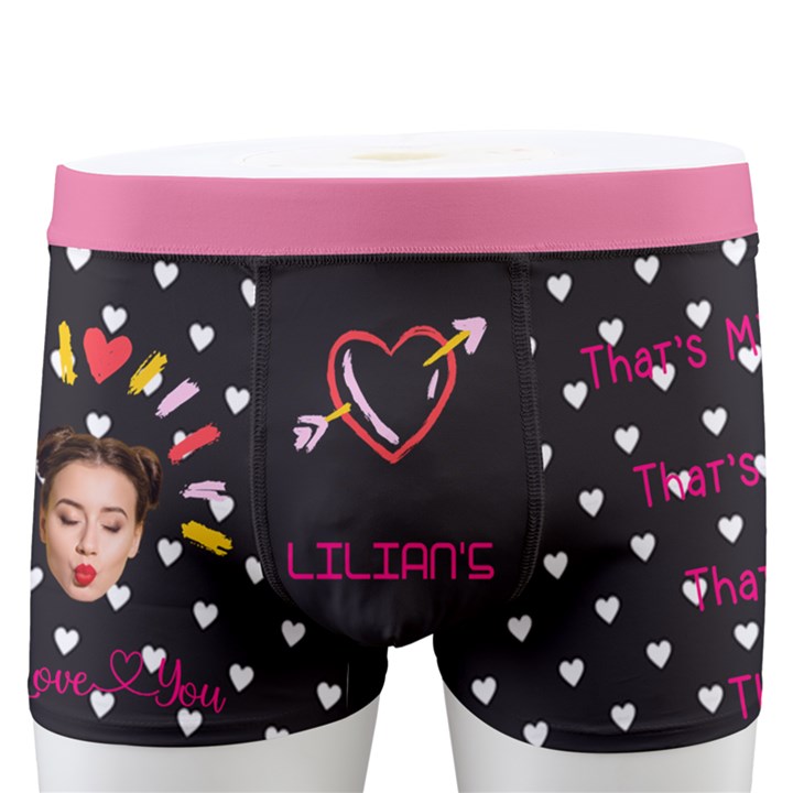 Personalized Photo Name Heart pattern Boxers Men s Boxer Briefs
