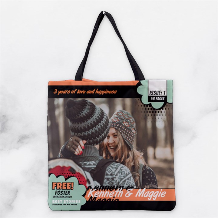 Personalized Love Story Magazine Cover Grocery Tote Bag
