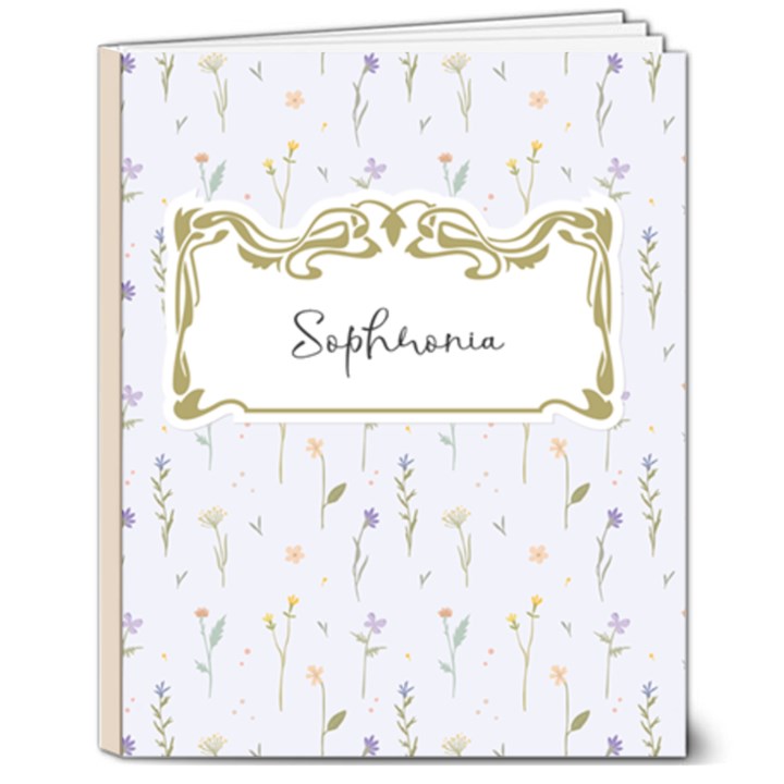 Personalized Name Flower Hardcover Notebook 8  x 10  Hardcover Notebook