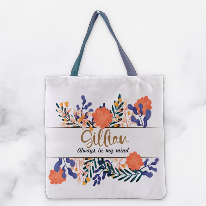 Personalized Name Any Text Floral Tote Bag Grocery Tote Bag