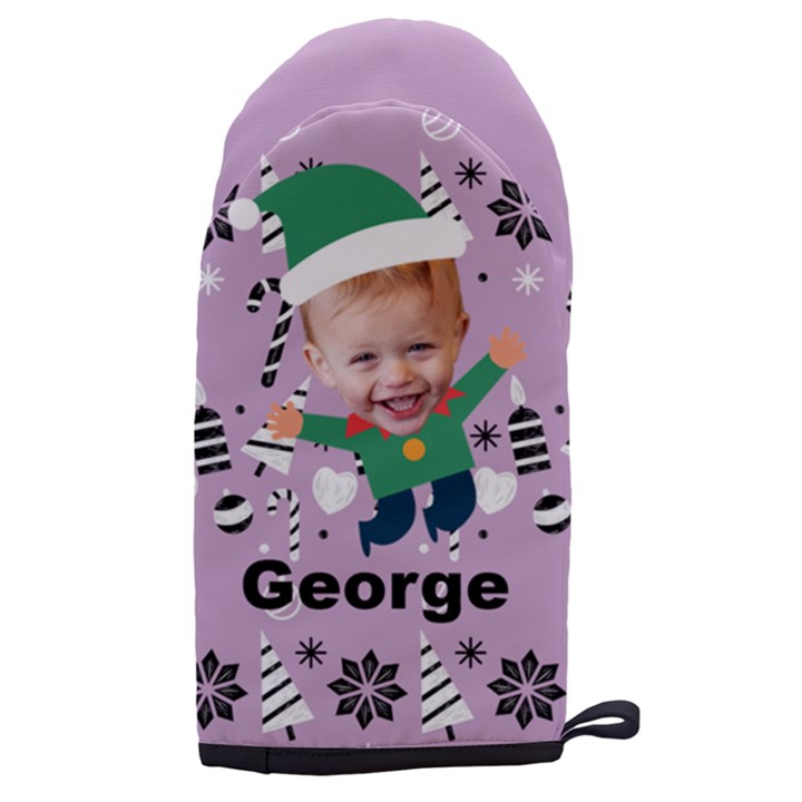 Personalized Xmas Elf Photo Microwave Oven Glove Microwave Oven Glove