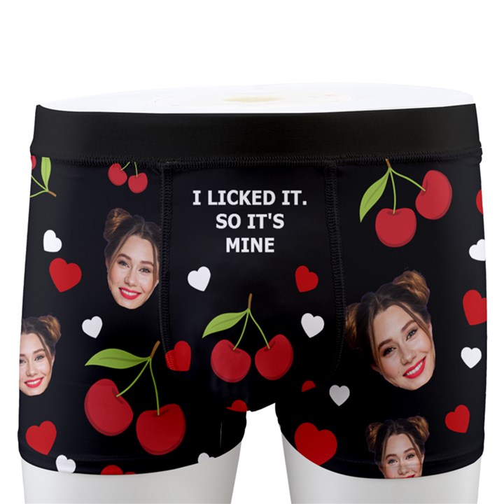 Personalized Photo Many Face Head I Licked It Cherry Boxer Men s Boxer Briefs