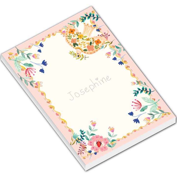 Personalized Hand Drawn Floral Any Text Name Large Memo Pad Large Memo Pads