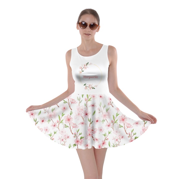 Personalized Name Cherry Blossom Pattern With Frame Skater Dress Skater Dress