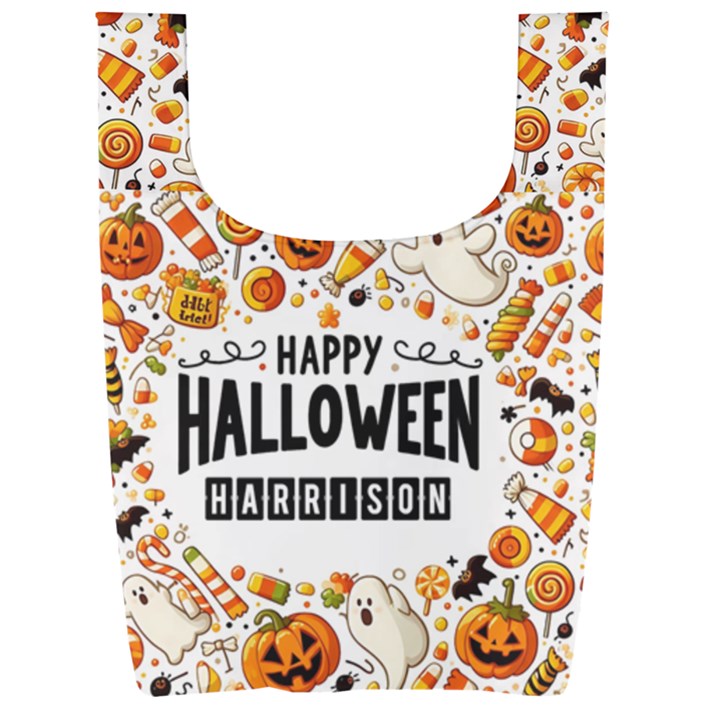 Personalized Halloween Name Any Text Foldable Shopping Bag Foldable Shopping Bag