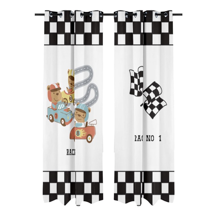 Personalized Name Any Text Racing Bear Window Curtain  Window Curtain (Large 96 )
