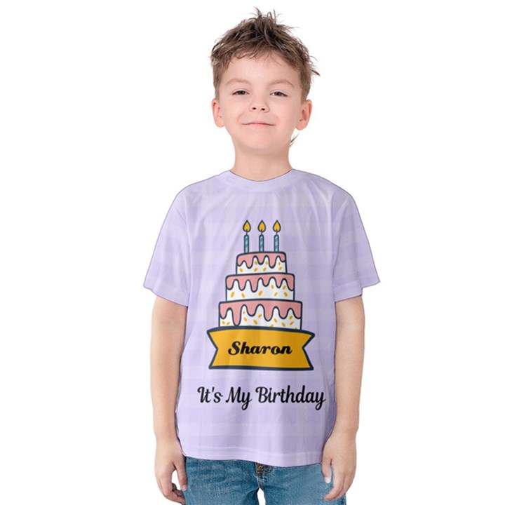 Personalized Name Any Text Birthday Cake Kids  Cotton T-Shirt Kids  Cotton T-Shirt