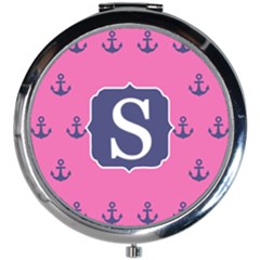 Anchor Pattern Initial Mini Round Mirror