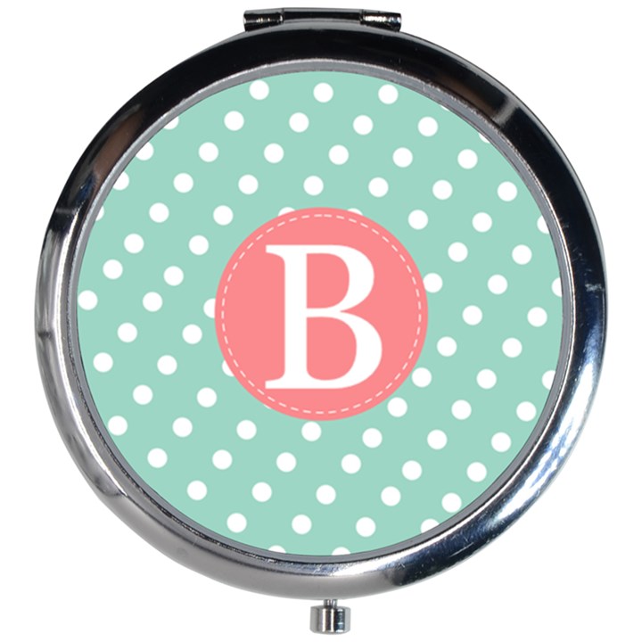 Dot Pattern Initial Mini Round Mirror