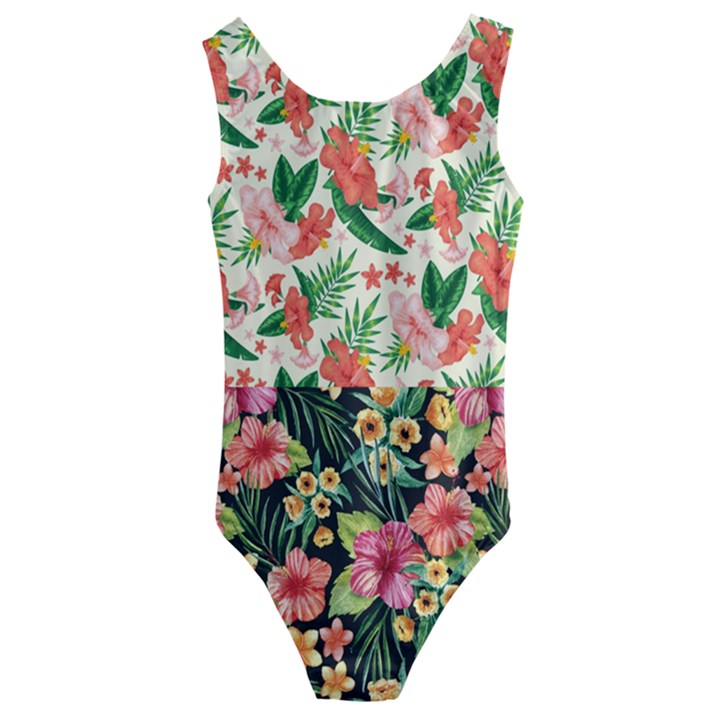 Personalized Tropical Florals Hawaii Kids  Cut-Out Back One Piece Swimsuit