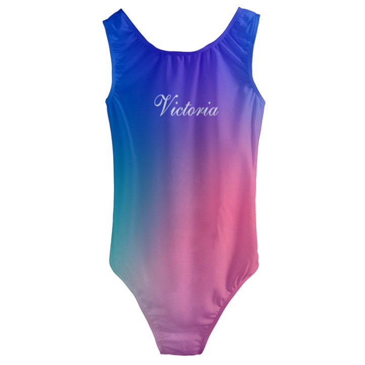 Personalized Plain Color Name Any Text Kids  Cut-Out Back One Piece Swimsuit