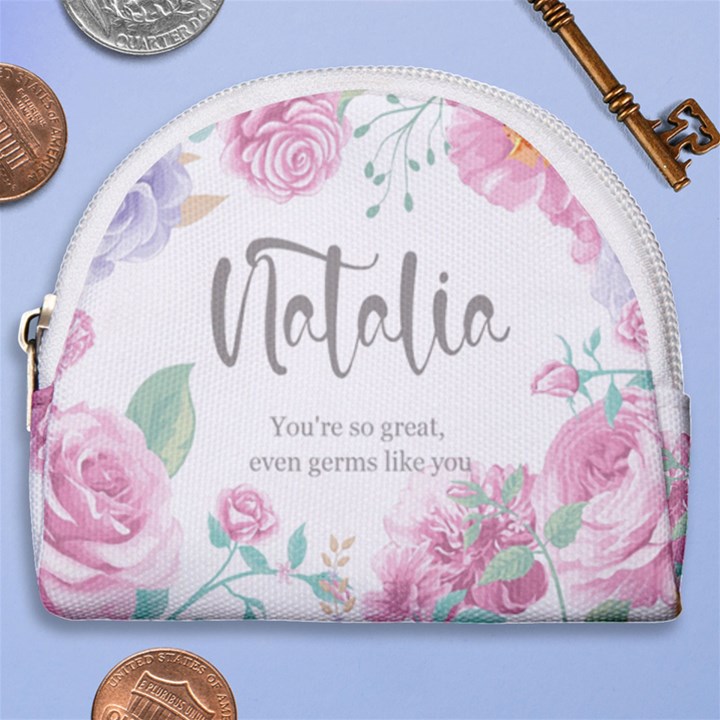 Personalized Floral Short Quotes Name Any Text Horseshoe Style Canvas Pouch