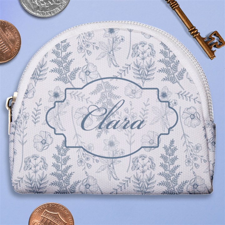 Personalized Retro Floral Pattern Name Horseshoe Style Canvas Pouch