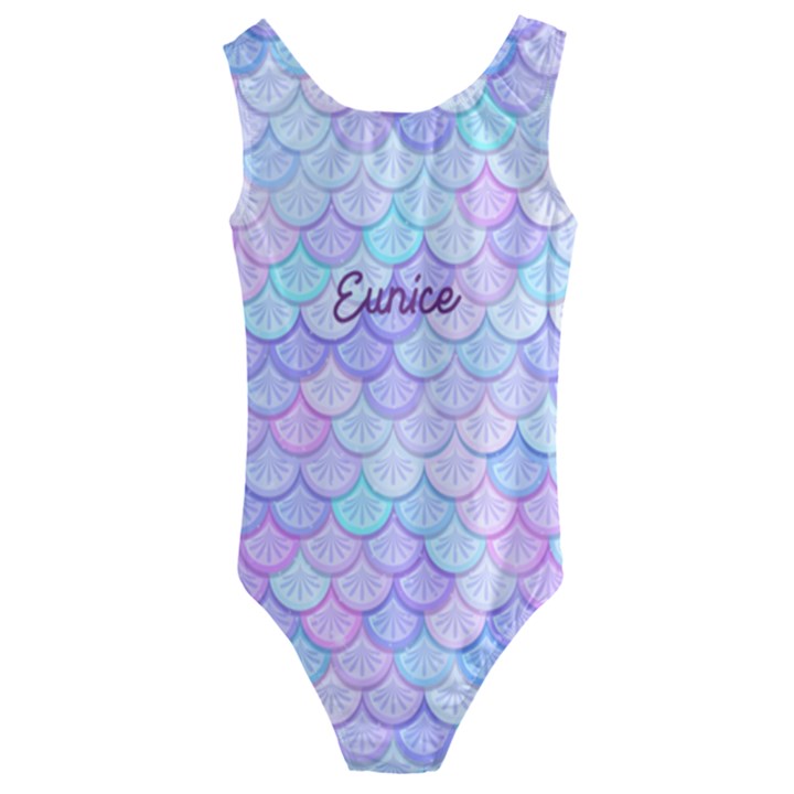 Personalized Any Text Mermaid Kids  Cut-Out Back One Piece Swimsuit