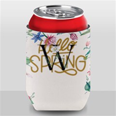 Personalized Spring Floral Initial Family Name Can Cooler