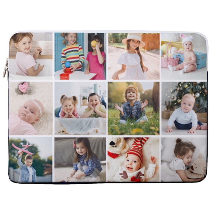 Personalized 12 Photo Laptop Sleeve Case with Pocket 17  Vertical Laptop Sleeve Case With Pocket