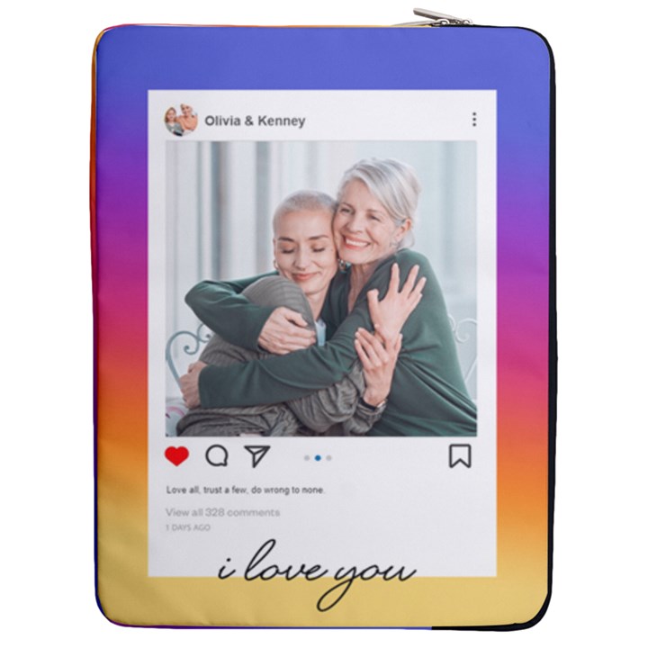 Personalized Name Photo Social Media Frame 17  Vertical Laptop Sleeve Case With Pocket