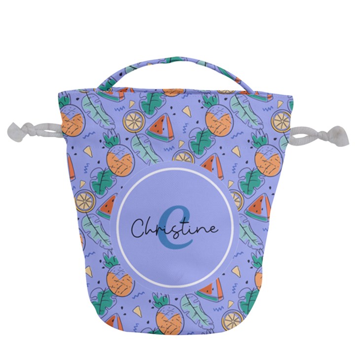 Custom Initial Name Summer Furit Drawstring Bucket Bag