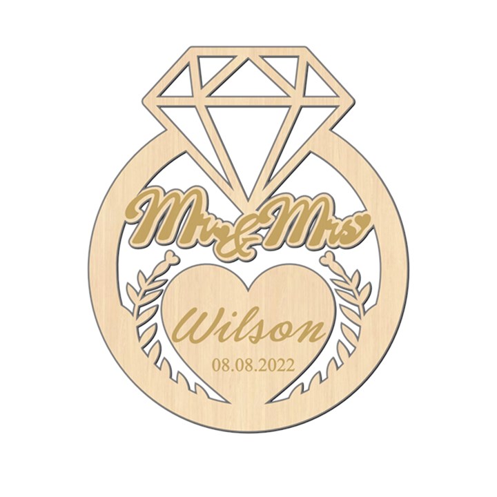 Diamond Ring Wood Ornament