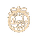 Personalized Big Name Leaf Oval Wood Ornament Front