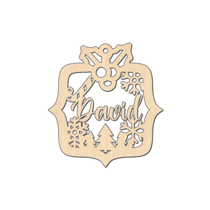 Personalized Poinsettia Xmas Decor Square Wood Ornament