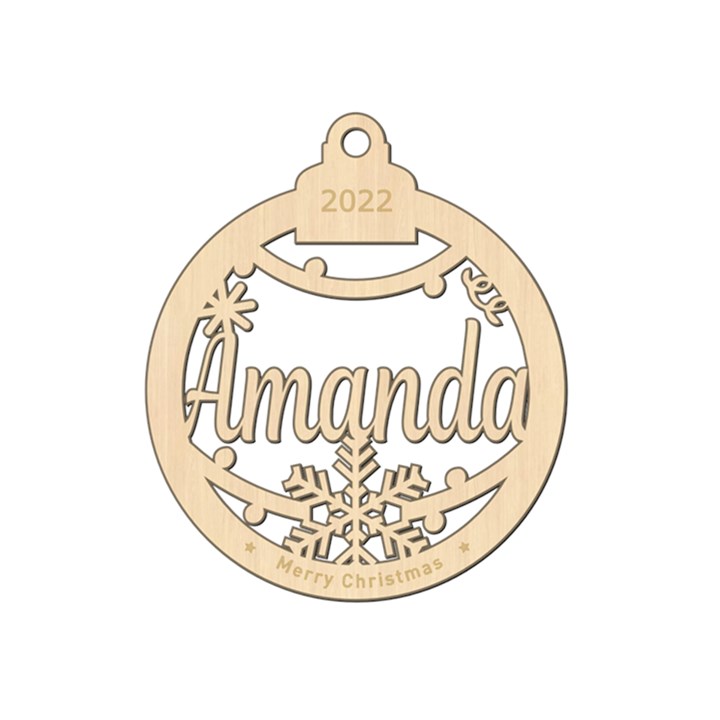 Personalized Big Name Snowflakes Xmas Bubble Wood Ornament
