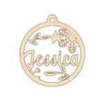 Personalized Star Snowflake Xmas Bubble Wood Ornament Front