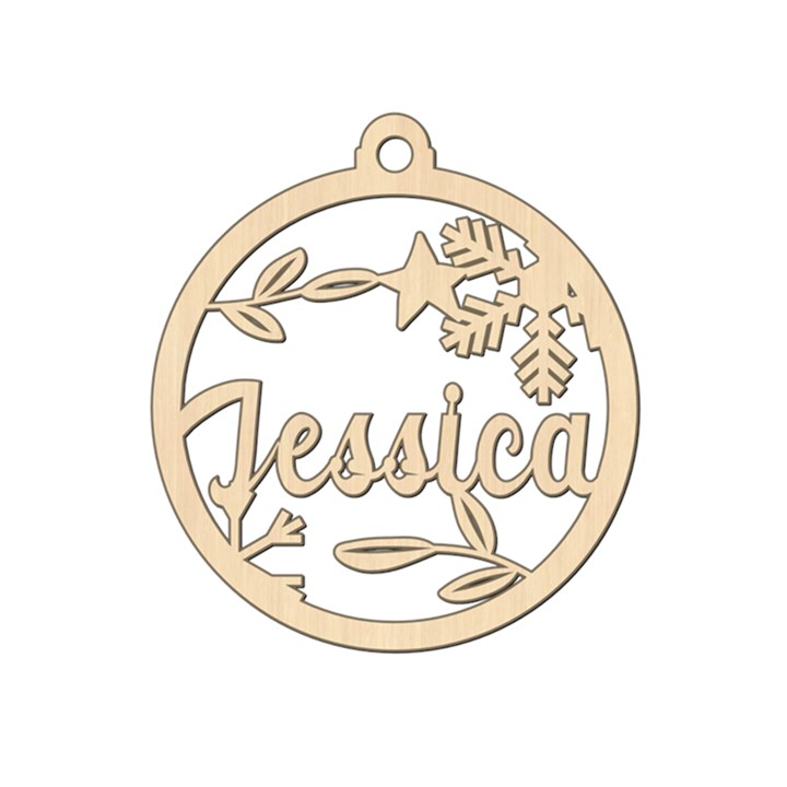 Personalized Star Snowflake Xmas Bubble Wood Ornament