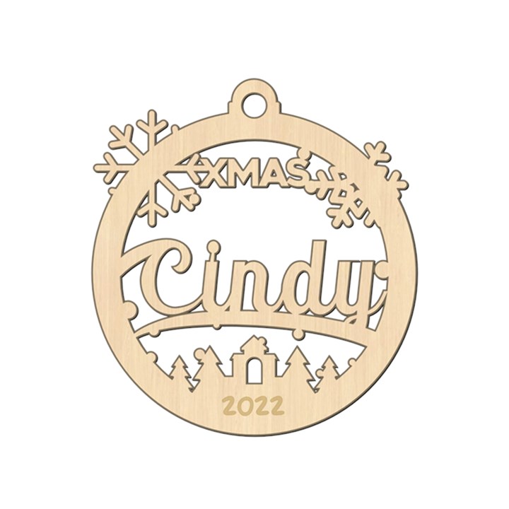 Personalized Snowflake Round Xmas Bubble Wood Ornament