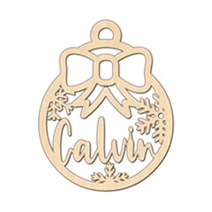 Personalized Ribbon Xmas Bubble Wood Ornament
