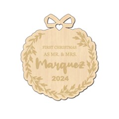 Personalized First Christmas Round Wood Ornament