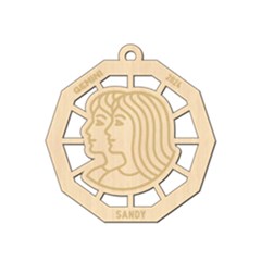 Personalized Zodiac Symbols Gemini Wood Ornament