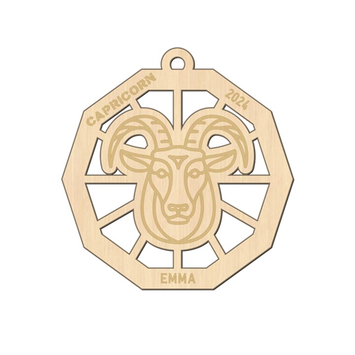 Personalized Zodiac Symbols Capricorn Wood Ornament