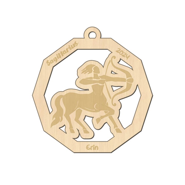 Personalized Zodiac Facts Sagittarius Wood Ornament
