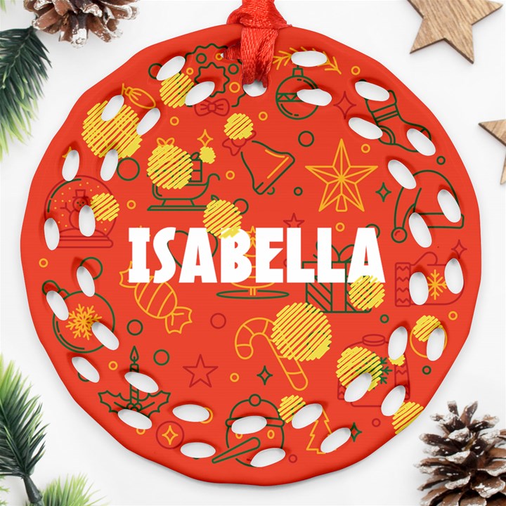 Xmas Two Colors Pattern Ornament Round Filigree Ornament (Two Sides)