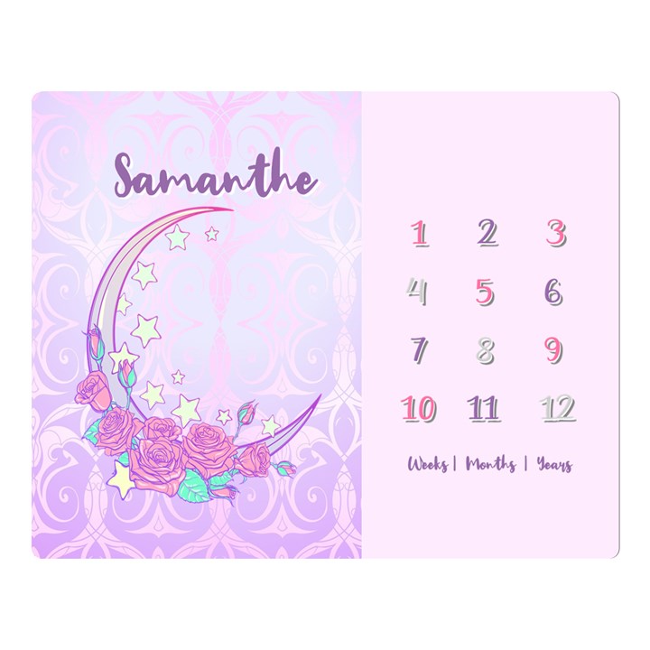 Personalized Baby Months Sweet Moon Rose Two Sides Premium Plush Fleece Blanket (Large)