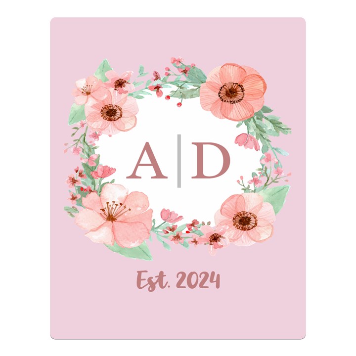 Personalized Name Flowers Wedding Gift Two Sides Premium Plush Fleece Blanket (Large)