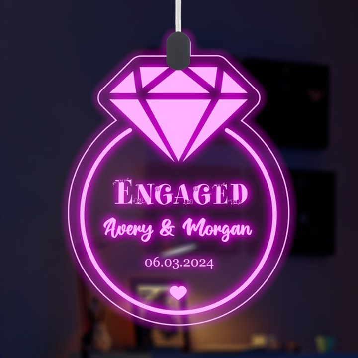 Personalized Name Diamond Ring Engaged LED Acrylic Ornament