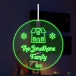 Personalized Family Name LED Acrylic Ornament Front