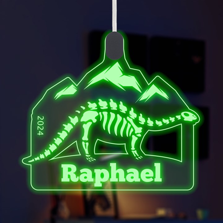 Personalized Name Funny Dinosaur Brontosaurus LED Acrylic Ornament
