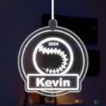 Personalized Sport Theme Baseball LED Acrylic Ornament Front
